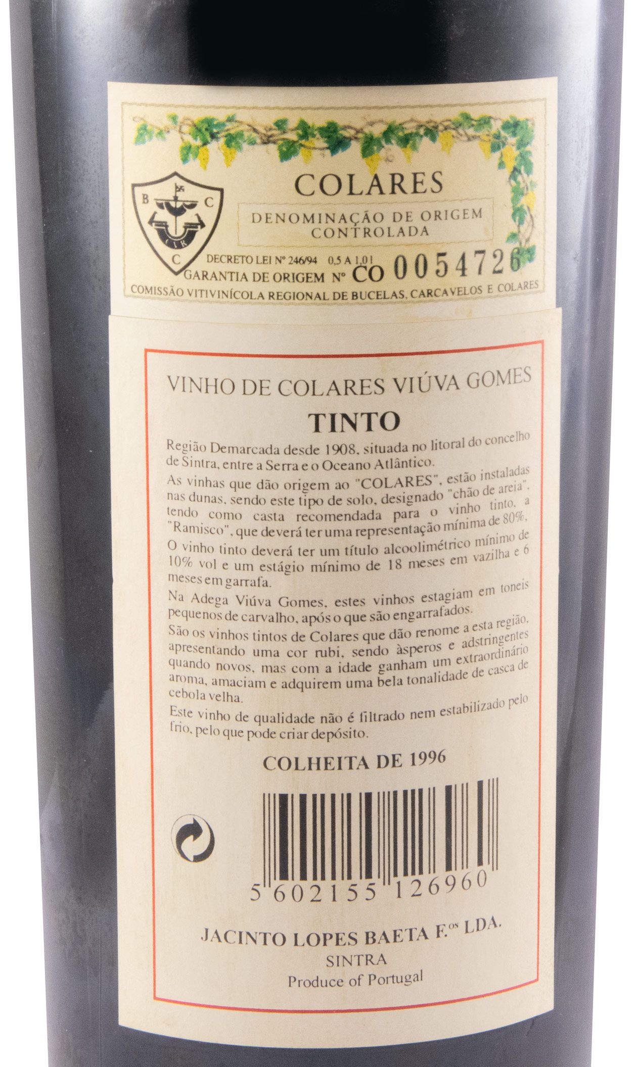 1996 Adega Viúva Gomes Collares tinto