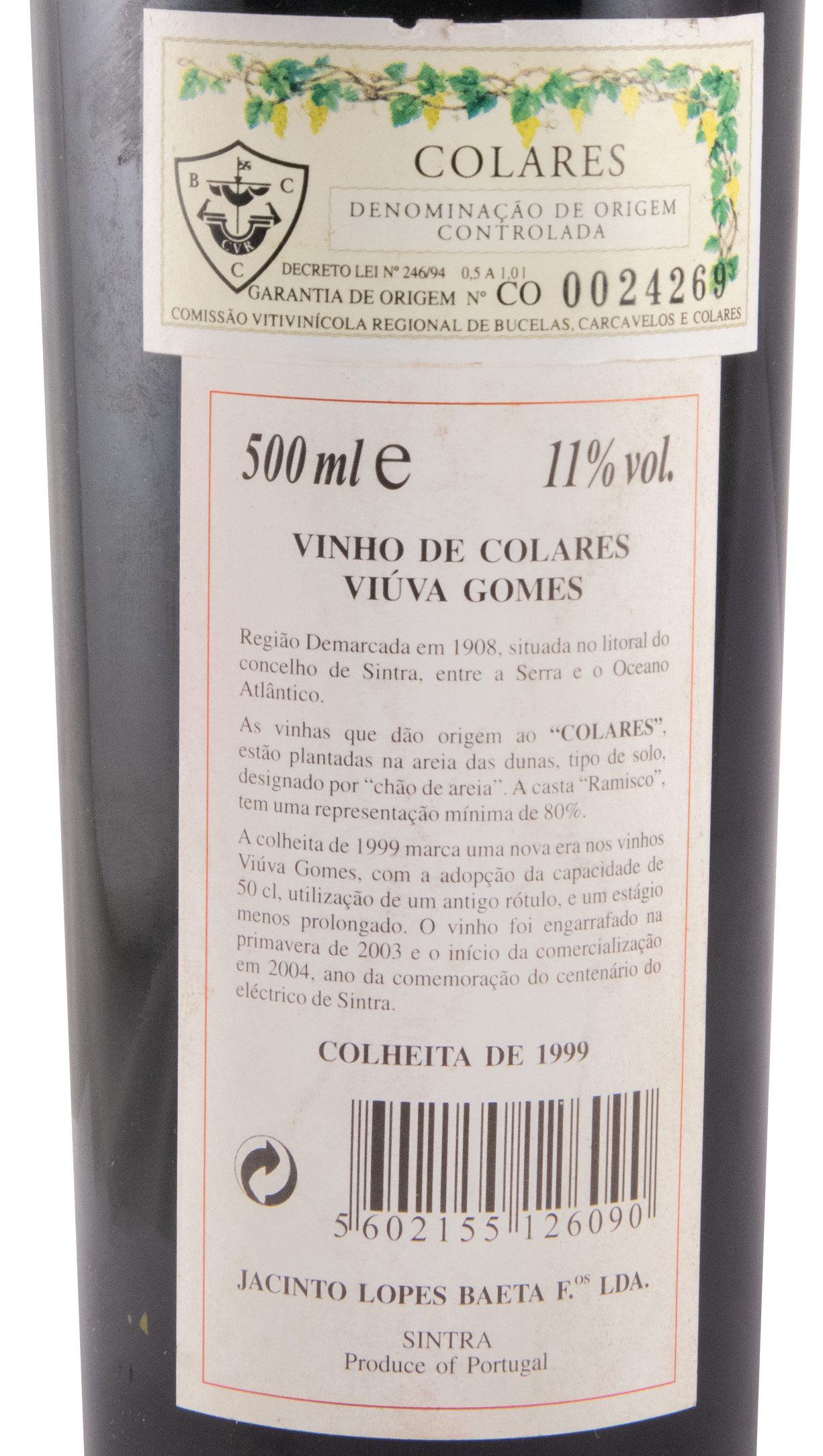 1999 Adega Viúva Gomes Collares tinto 50cl