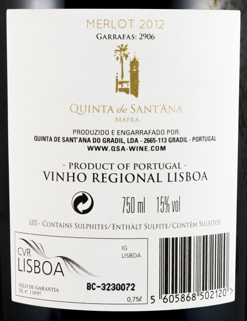 2012 Quinta de Sant'Ana Merlot red