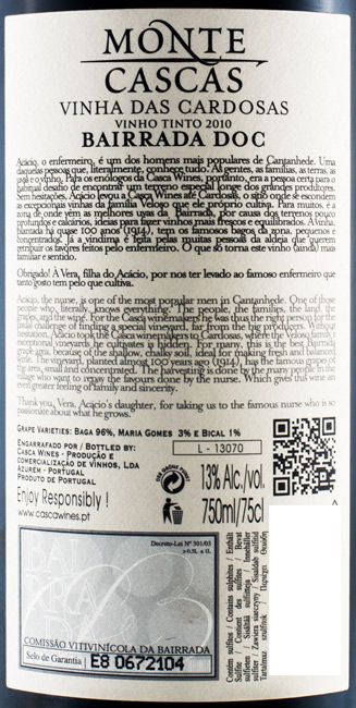 2010 Monte Cascas Vinha das Cardosas Bairrada red