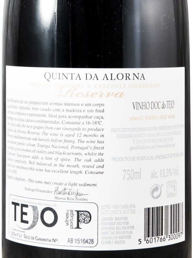 2013 Quinta da Alorna Reserva Touriga + Cabernet tinto