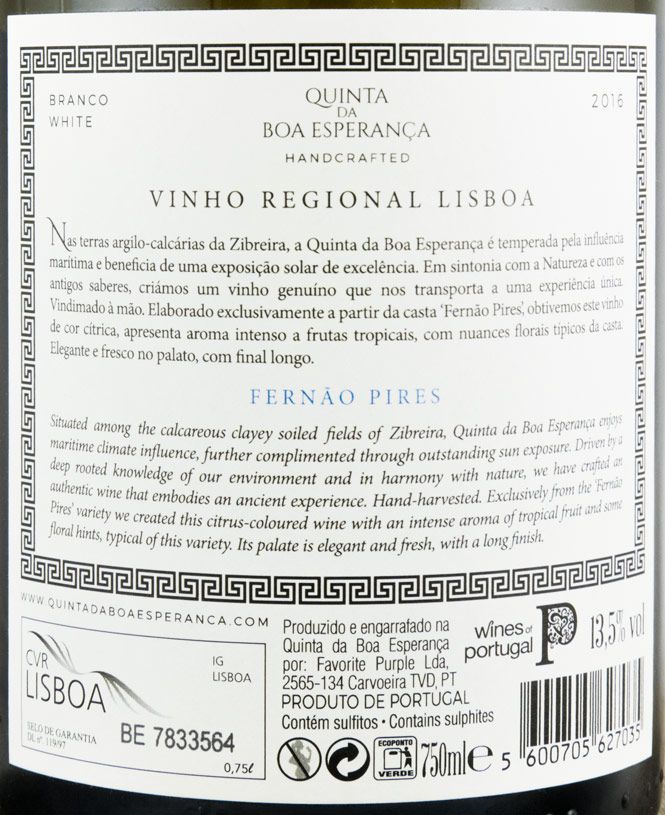 2016 Quinta da Boa Esperança Fernão Pires branco