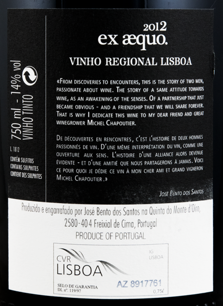 2012 Quinta do Monte d'Oiro Ex-Aequo red