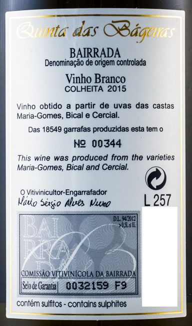 2015 Quinta das Bágeiras branco