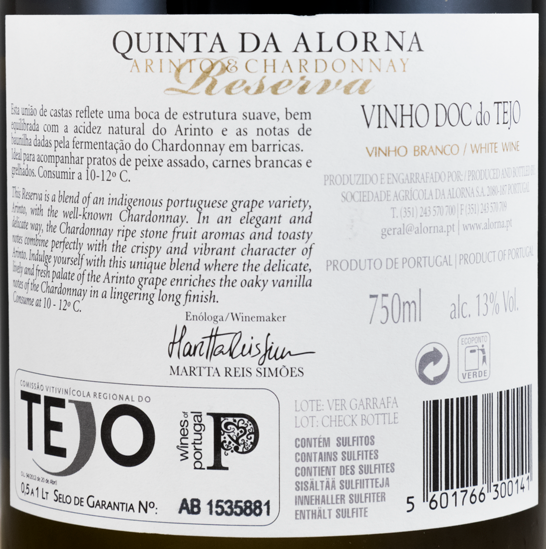 2016 Quinta da Alorna Arinto & Chardonnay Reserva white
