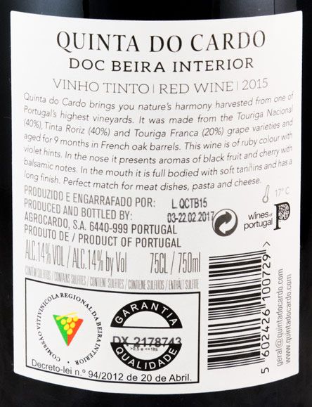 2015 Quinta do Cardo organic red