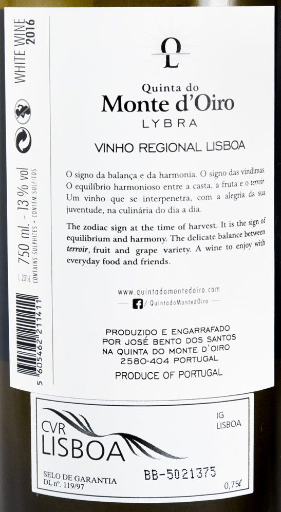2016 Quinta do Monte d'Oiro Lybra branco