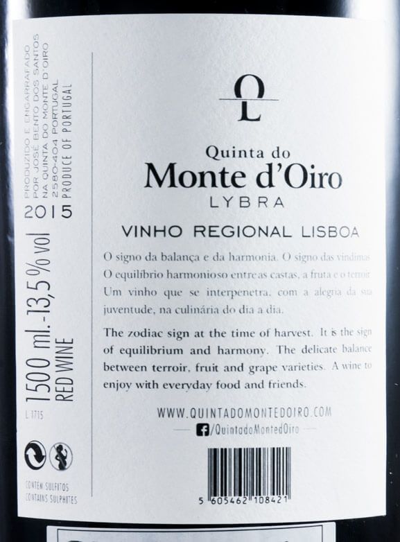 2015 Quinta do Monte d'Oiro Lybra tinto 1,5L