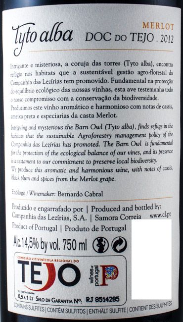 2012 Tyto Alba Merlot red