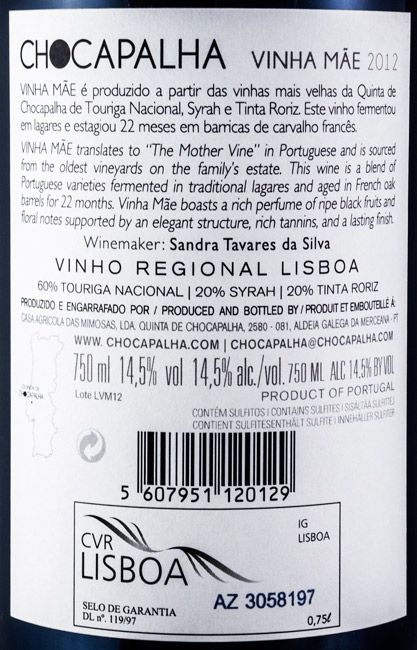 2012 Quinta de Chocapalha Vinha Mãe red