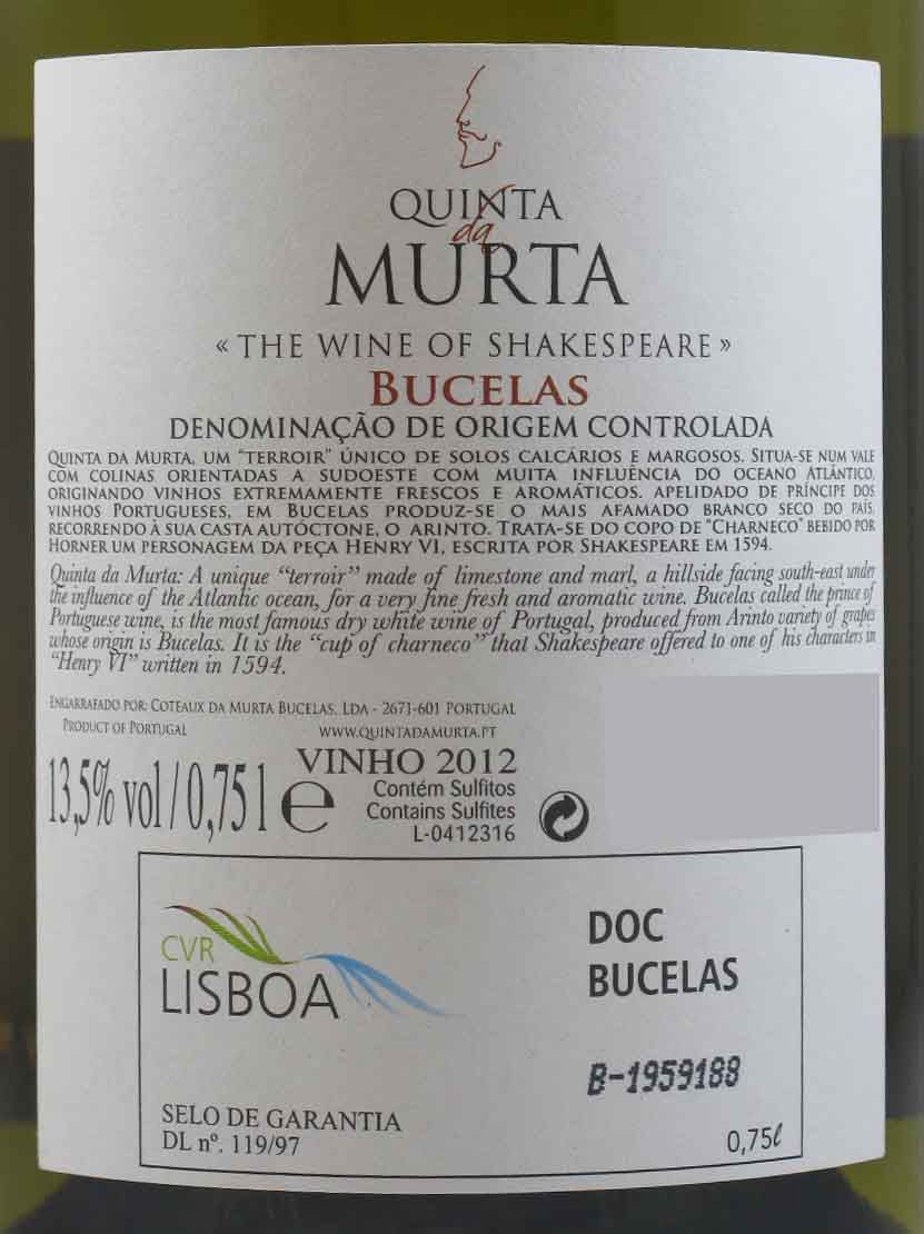 2012 Quinta Da Murta Clássico Bucelas white