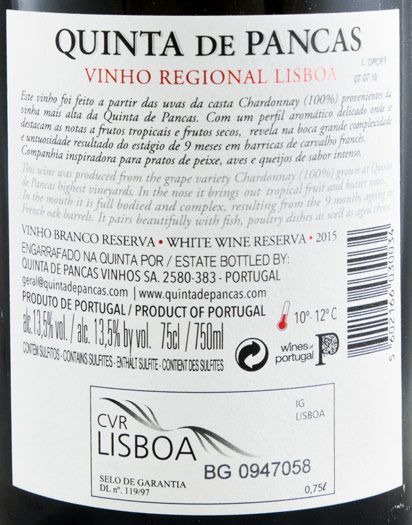 2015 Quinta de Pancas Chardonnay Reserva branco