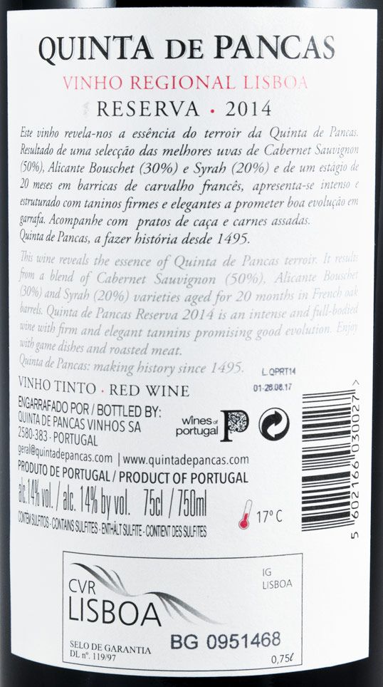 2014 Quinta de Pancas Reserva red