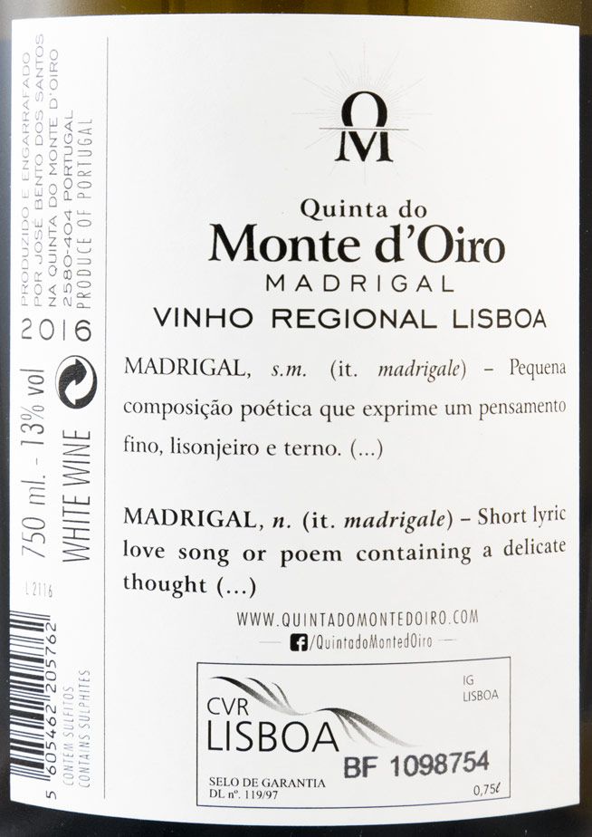 2016 Quinta do Monte d'Oiro Madrigal white