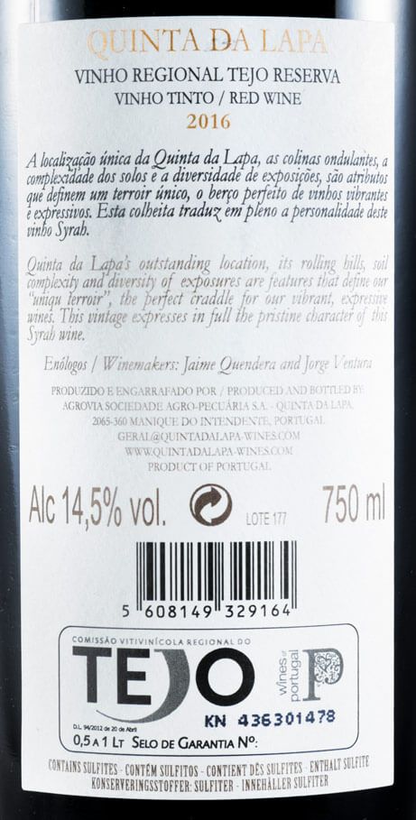 2016 Quinta da Lapa Syrah Reserva red