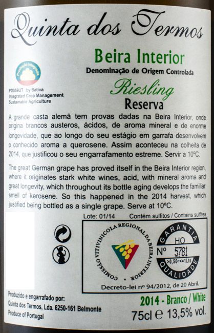2014 Quinta dos Termos Riesling Reserva white