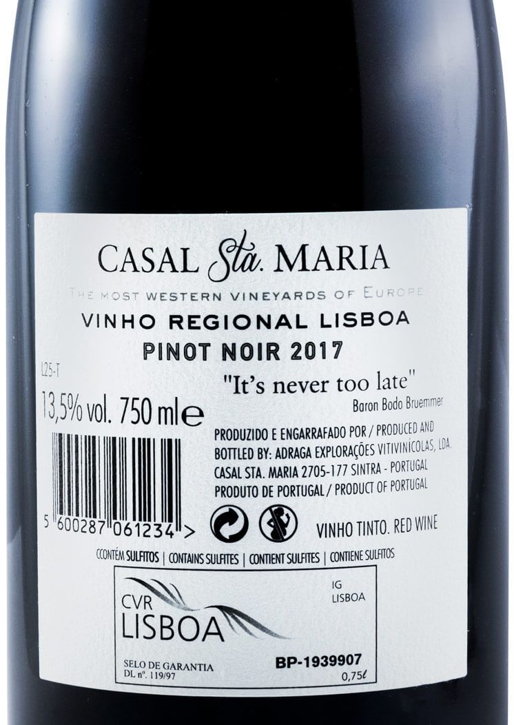 2017 Casal Sta. Maria Pinot Noir red