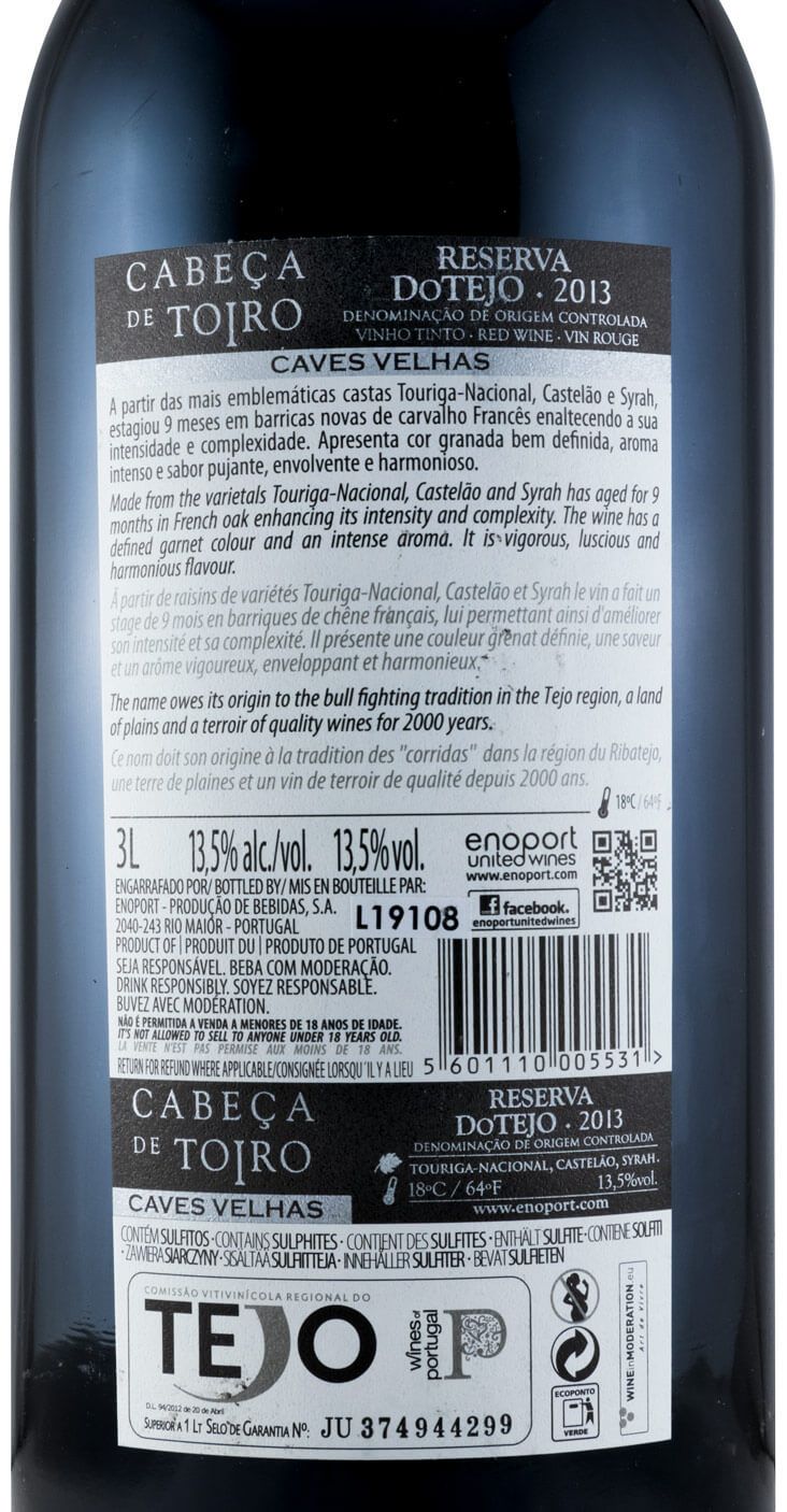 2013 Cabeça de Toiro Reserva tinto 3L