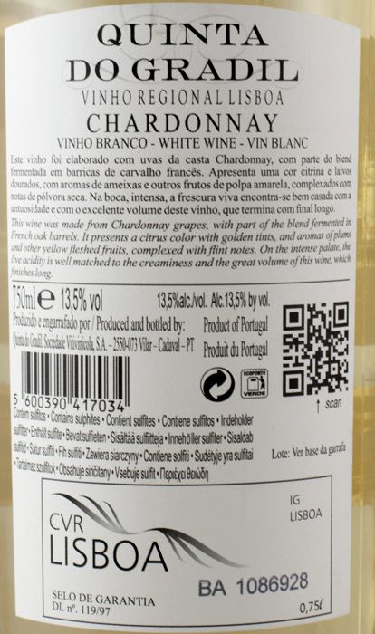 2015 Quinta do Gradil Chardonnay white