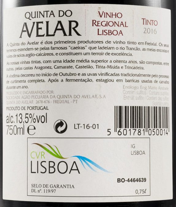 2016 Quinta do Avelar Vinhas Velhas red