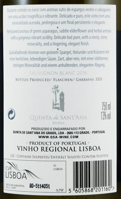 2016 Quinta de Sant'Ana Sauvignon Blanc branco