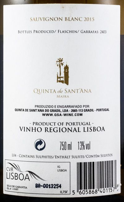 2015 Quinta de Sant'Ana Sauvignon Blanc branco
