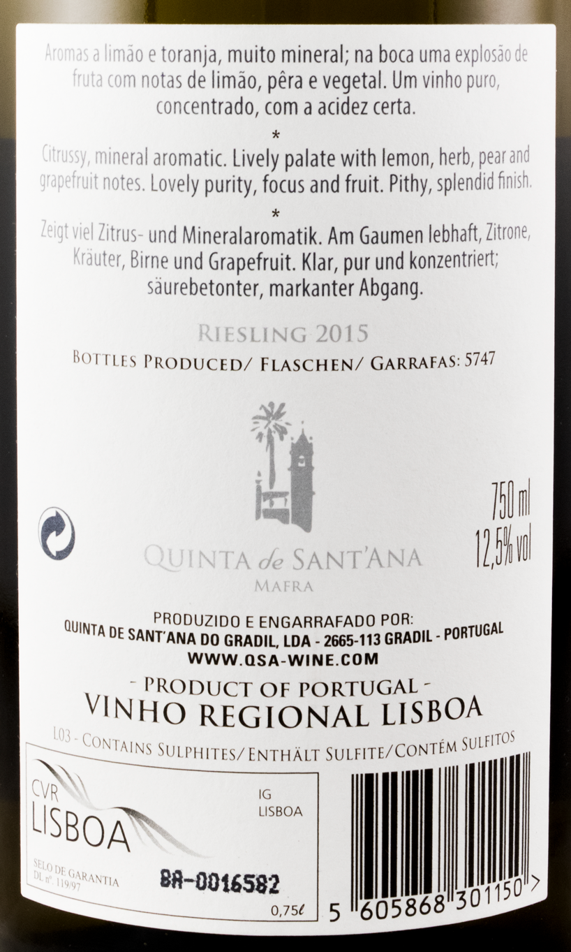 2015 Quinta de Sant'Ana Riesling branco