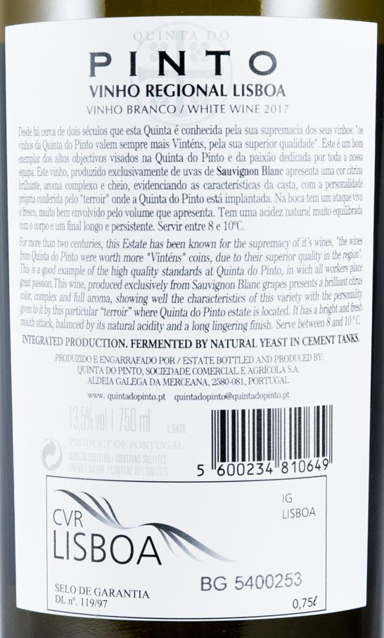 2017 Quinta do Pinto Sauvignon Blanc white