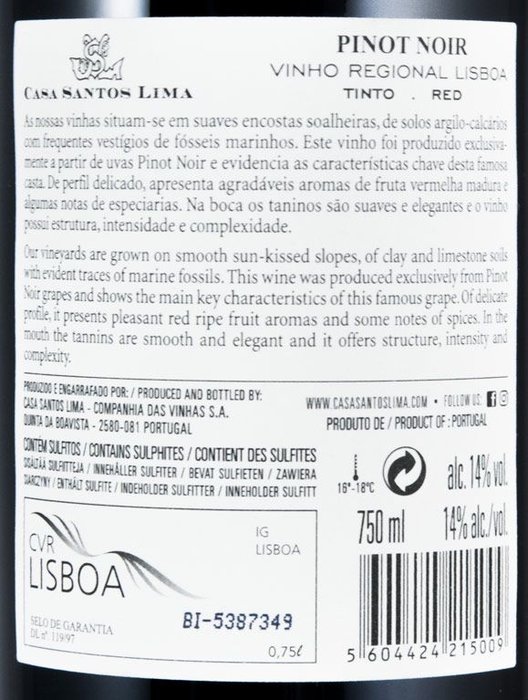 2016 Casa Santos Lima Pinot Noir tinto