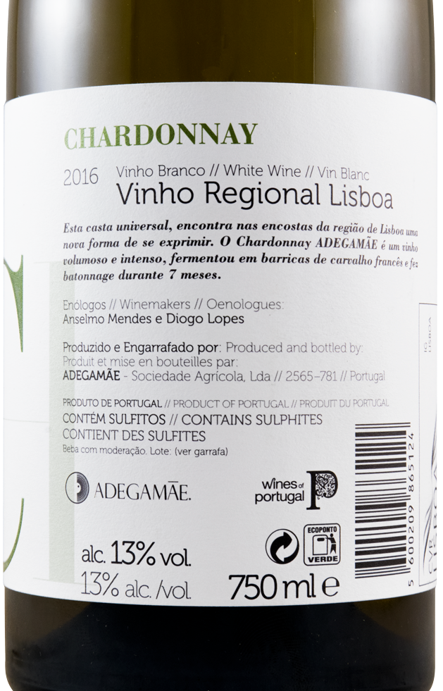 2016 Adega Mãe Chardonnay branco
