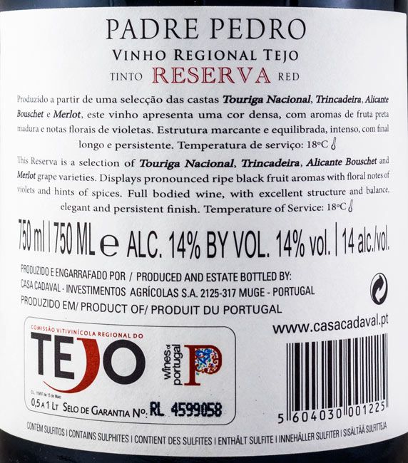2012 Casa Cadaval Padre Pedro Reserva red