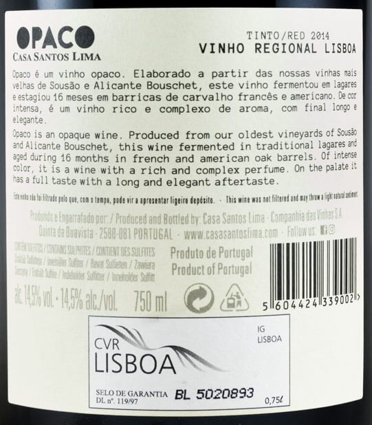 2014 Casa Santos Lima Opaco red