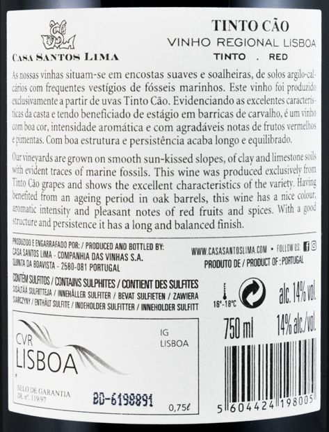 2014 Casa Santos Lima CSL Tinto Cão red