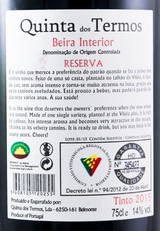 2015 Quinta dos Termos Reserva do Patrão red