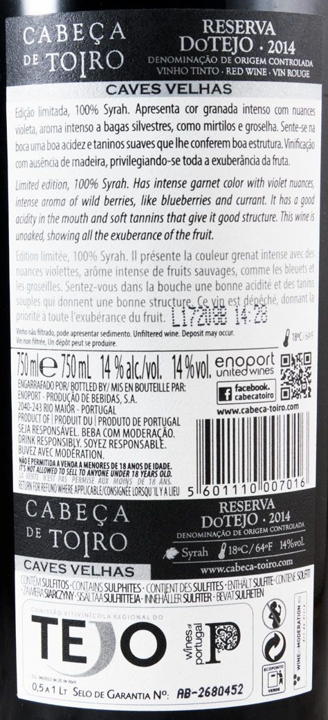 2014 Cabeça de Toiro Syrah tinto