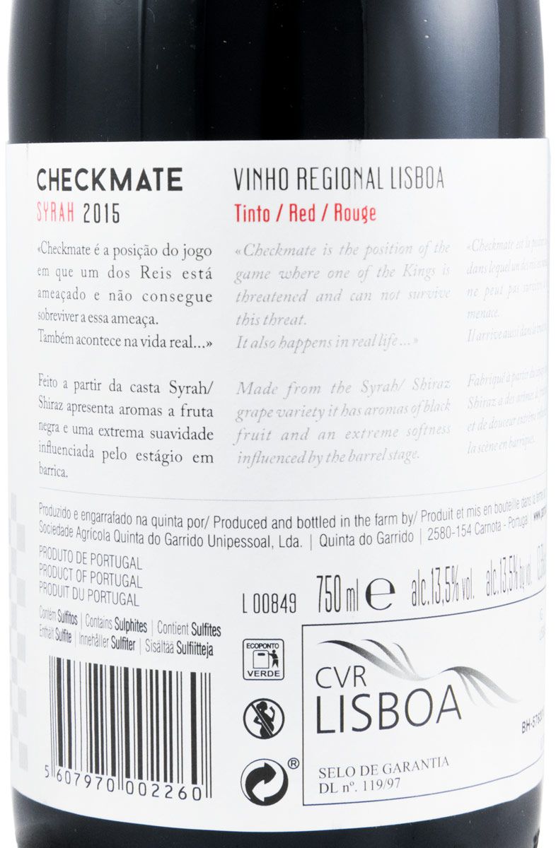 2015 Checkmate Syrah red