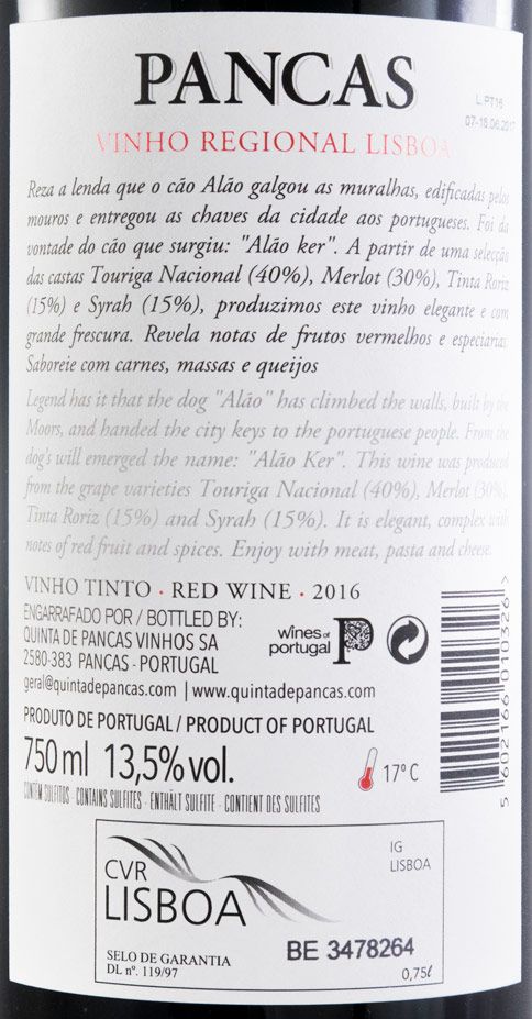 2016 Pancas tinto
