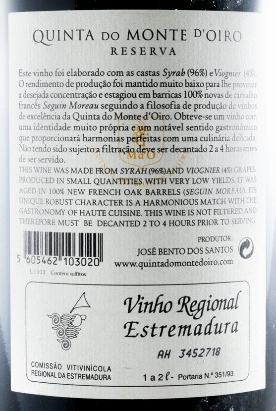 2003 Quinta do Monte d'Oiro Aurius red 1.5L
