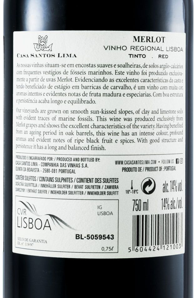 2016 Casa Santos Lima Merlot tinto