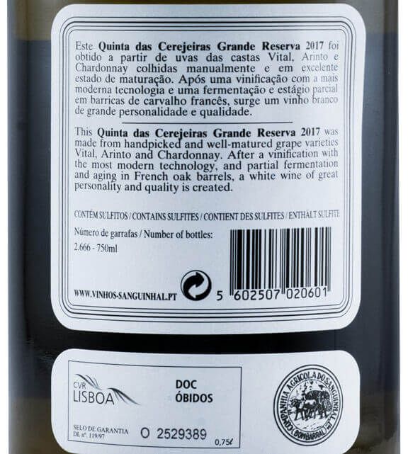 2017 Quinta das Cerejeiras Grande Reserva branco