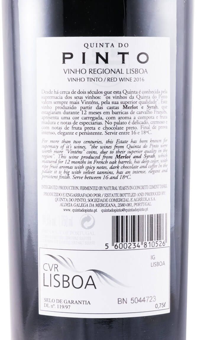 2016 Quinta do Pinto Merlot & Syrah red