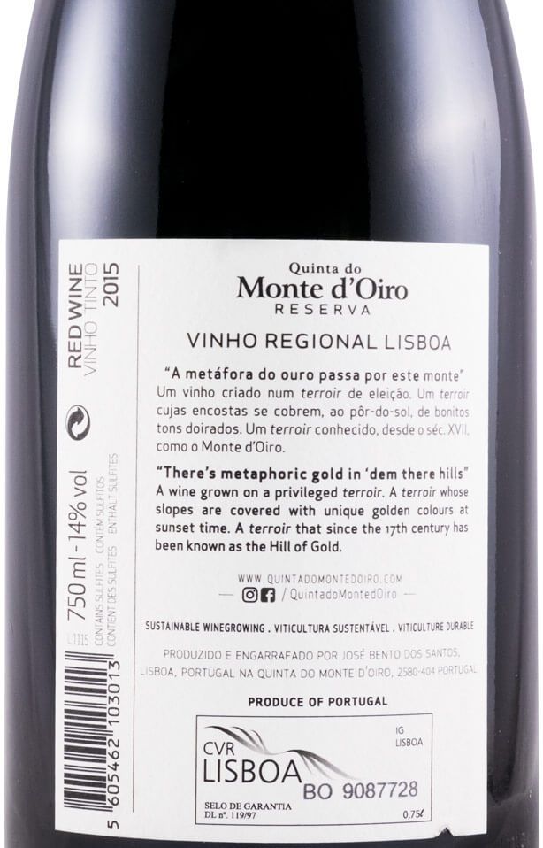 2015 Quinta do Monte d'Oiro Reserva red