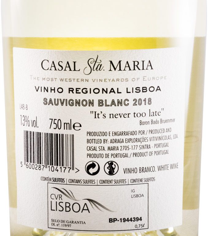 2018 Casal Sta. Maria Sauvignon Blanc white