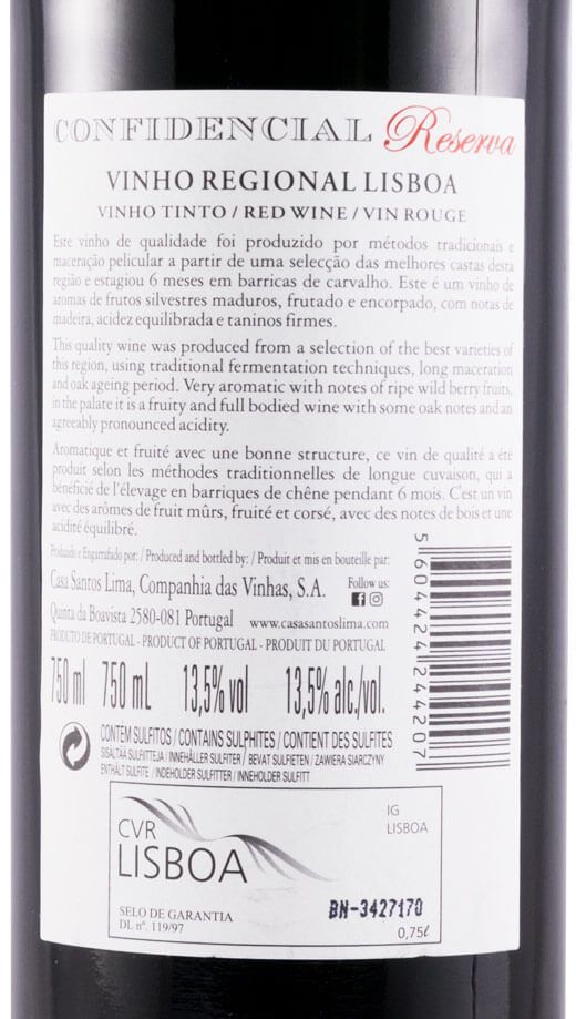 2015 Casa Santos Lima Confidencial Reserva tinto
