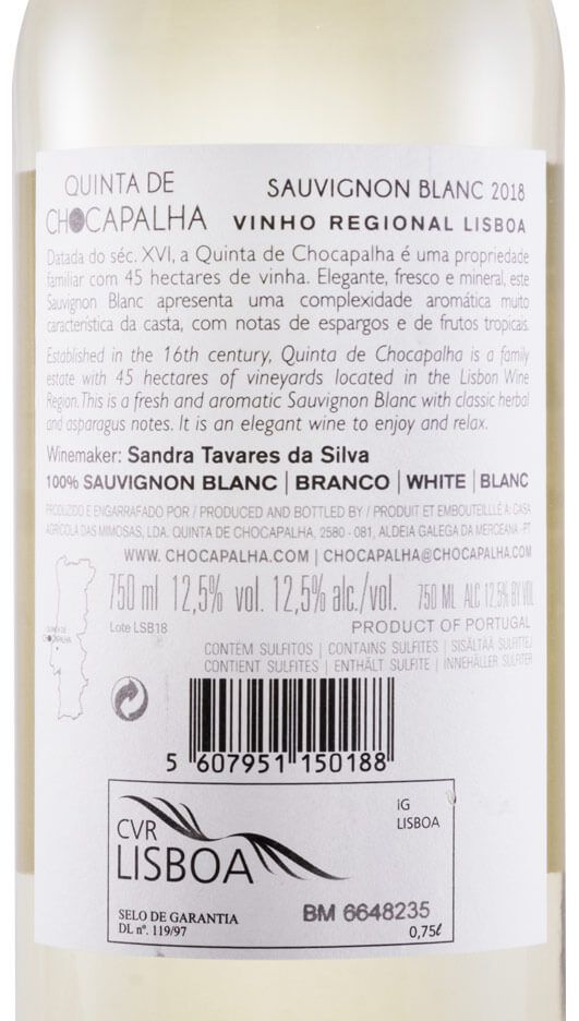 2018 Quinta de Chocapalha Sauvignon Blanc branco