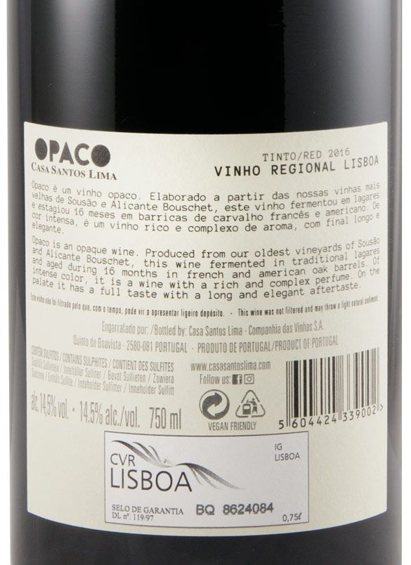 2016 Casa Santos Lima Opaco tinto