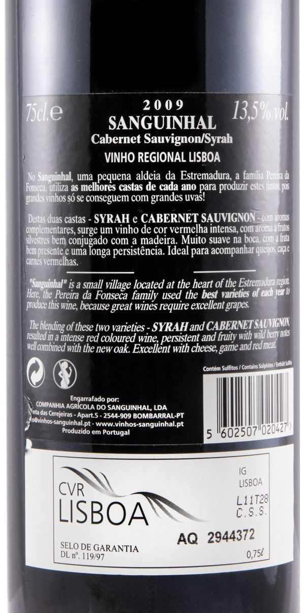 2009 Quinta do Sanguinhal Cabernet Sauvignon & Syrah tinto