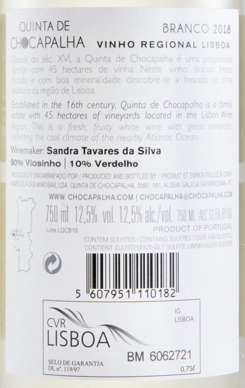 2018 Quinta de Chocapalha white