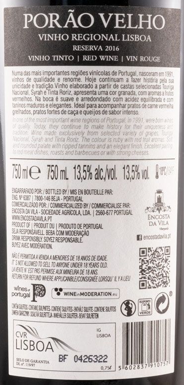 2016 Porão Velho tinto