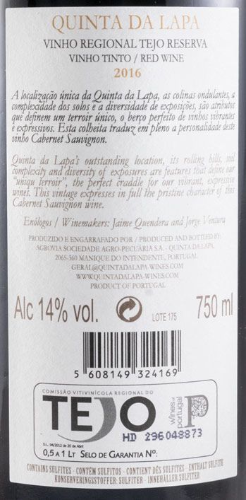 2016 Quinta da Lapa Cabernet Sauvignon Reserva tinto